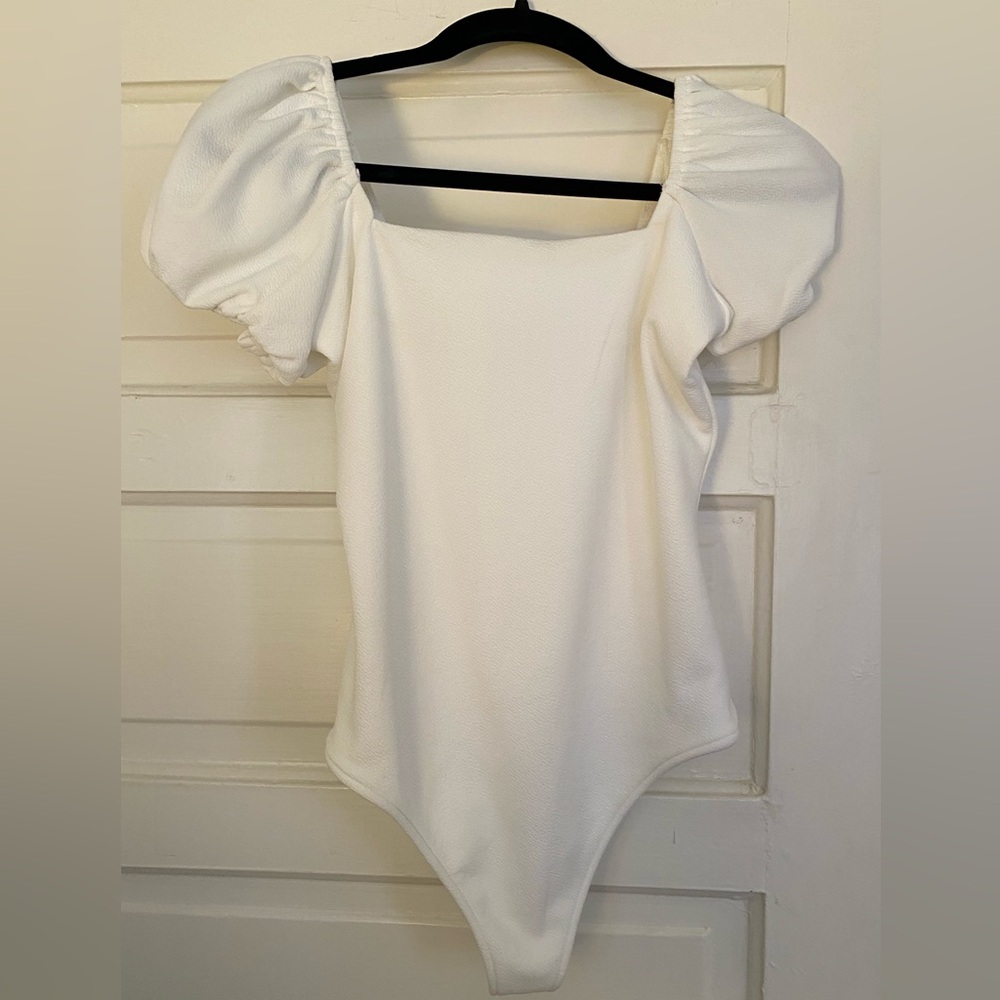 Show Me Your MUMU- white Baker bodysuit (size medium)